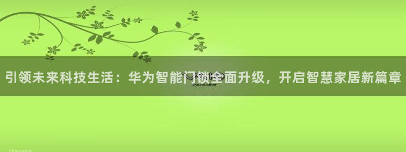 富联娱乐总代理是谁：引领未来科技生活：华为智能门锁全面升级，